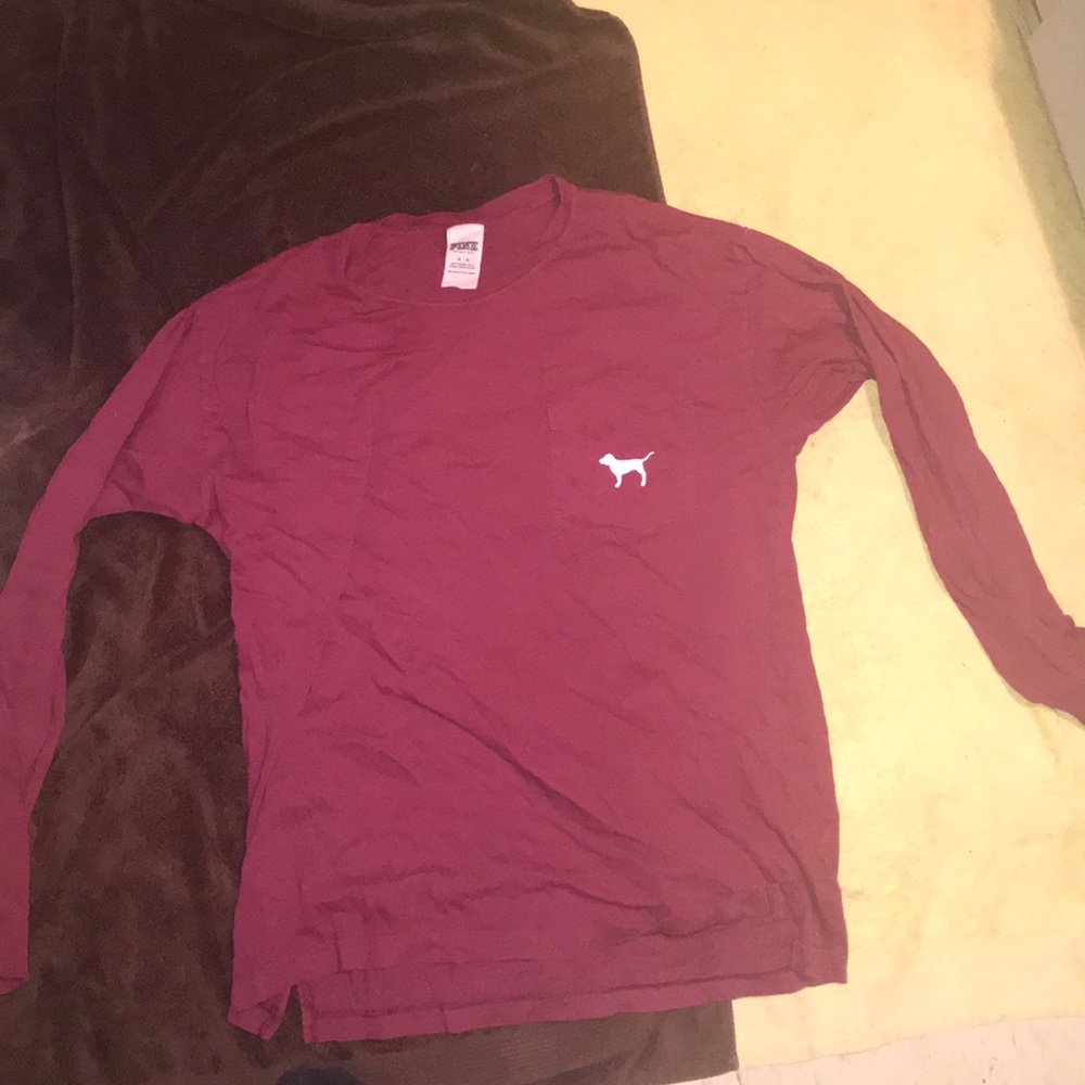 “PINK”Burgundy Logo shirt
